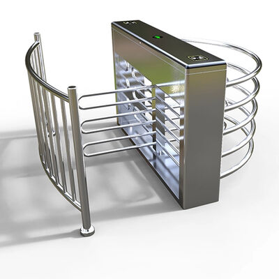 Kołowrót o połowie wysokości ze stali nierdzewnej 304 z poborem mocy 40W i przepustowością 25-30 osób/minutę do kontroli dostępu.